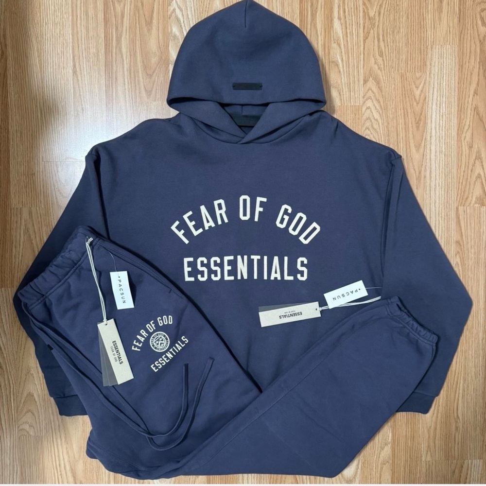 Fear of God Essentials Navy Hoodie and Sweatpants Set in Marine NWT & in bags